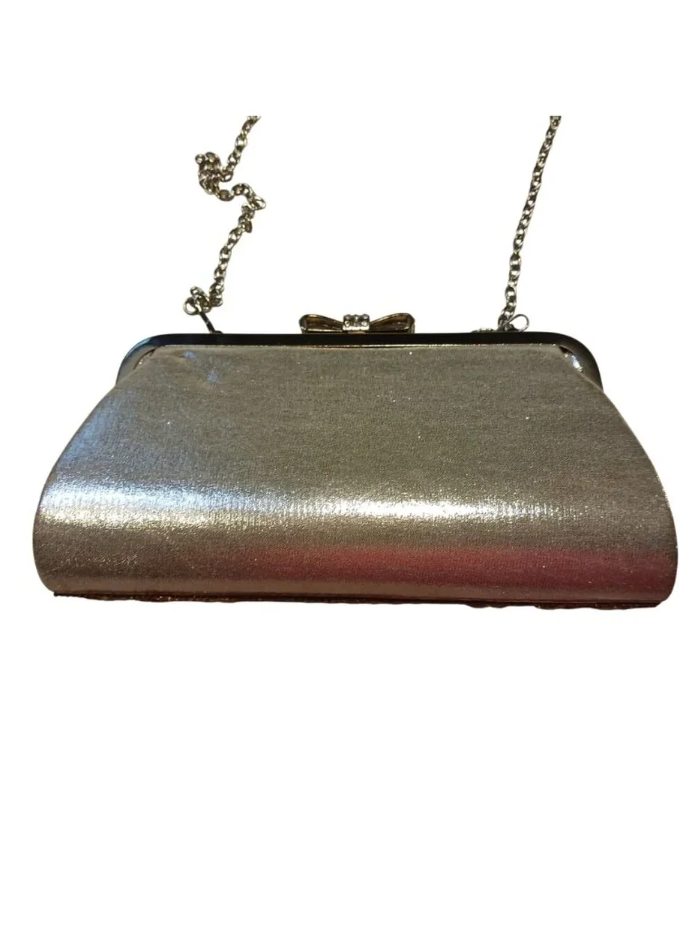 Lulu Townsend Y2K Crystal Evening Clutch Silver Rhinestone Bow Formal Bag Early